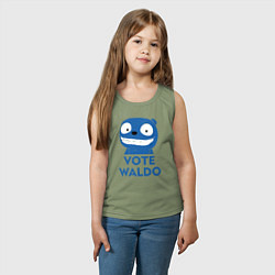 Майка детская хлопок Vote Waldo, цвет: авокадо — фото 2