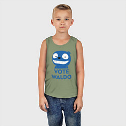 Майка детская хлопок Vote Waldo, цвет: авокадо — фото 2