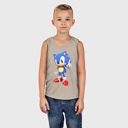 Майка детская хлопок Classic Sonic, цвет: миндальный — фото 2