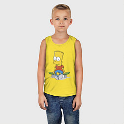 Майка детская хлопок Барт на скейте, цвет: желтый — фото 2