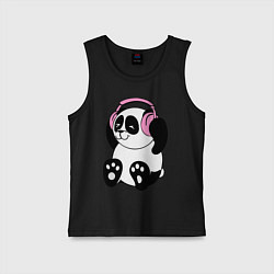 Майка детская хлопок Panda in headphones панда в наушниках, цвет: черный