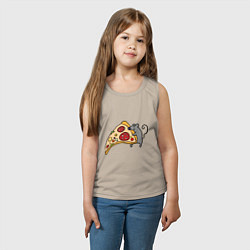 Майка детская хлопок Кусочек пиццы парная, цвет: миндальный — фото 2