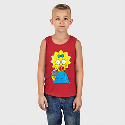 Майка детская хлопок Мэгги с револьвером, цвет: красный — фото 2