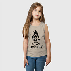 Майка детская хлопок Keep Calm & Play Hockey, цвет: миндальный — фото 2