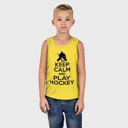 Майка детская хлопок Keep Calm & Play Hockey, цвет: желтый — фото 2