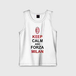 Майка детская хлопок Keep Calm & Forza Milan, цвет: белый