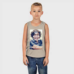 Майка детская хлопок Keep Calm & Love Harry Styles, цвет: миндальный — фото 2