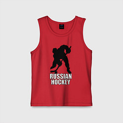 Майка детская хлопок Russian Black Hockey, цвет: красный