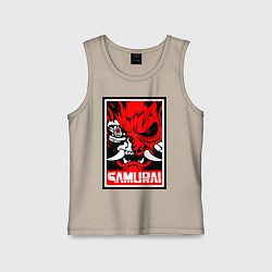 Майка детская хлопок Cyberpunk 2077: Samurai Poster, цвет: миндальный