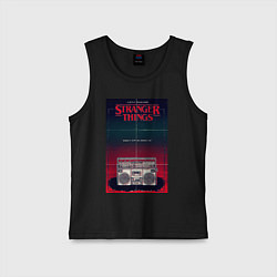 Майка детская хлопок Название и магнитофон, цвет: черный