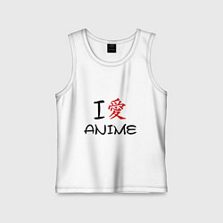 Майка детская хлопок I love anime, цвет: белый