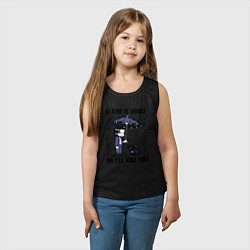 Майка детская хлопок Be kind to animals or I'll kil, цвет: черный — фото 2