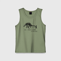 Майка детская хлопок All a need is dinosaur, цвет: авокадо