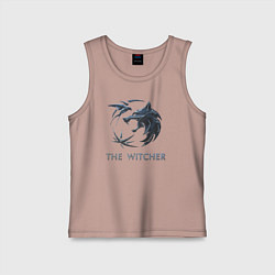 Майка детская хлопок Ведьмак Белый волк Геральт, цвет: пыльно-розовый