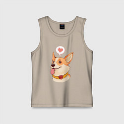 Майка детская хлопок КОРГИ, цвет: миндальный