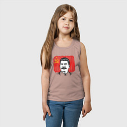 Майка детская хлопок Сталин и флаг СССР, цвет: пыльно-розовый — фото 2