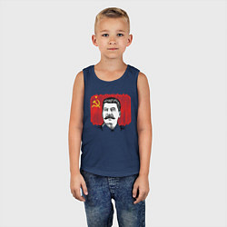 Майка детская хлопок Сталин и флаг СССР, цвет: тёмно-синий — фото 2