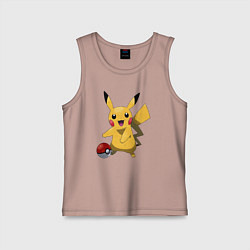 Майка детская хлопок Пикачу, цвет: пыльно-розовый