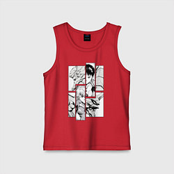 Майка детская хлопок Аска и Синдзи, Евангелион, цвет: красный