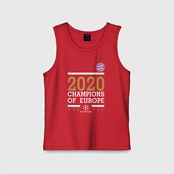 Майка детская хлопок FC Bayern Munchen Champions of Europe 2020, цвет: красный