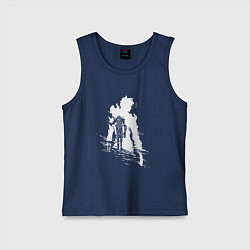 Майка детская хлопок Поднятие уровня в одиночку, цвет: тёмно-синий