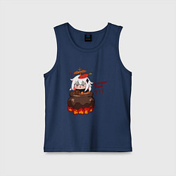 Майка детская хлопок Genshin Impact Paimon food, цвет: тёмно-синий