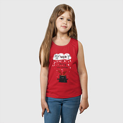 Майка детская хлопок Рождественский кот, цвет: красный — фото 2
