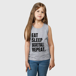 Майка детская хлопок EAT SLEEP BASKETBALL REPEAT, цвет: меланж — фото 2