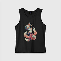 Майка детская хлопок Мифическая лиса, цвет: черный