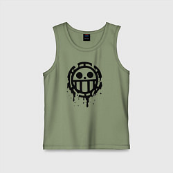 Майка детская хлопок One Piece знак черной краской, цвет: авокадо