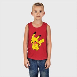 Майка детская хлопок Уставший Пикачу, цвет: красный — фото 2