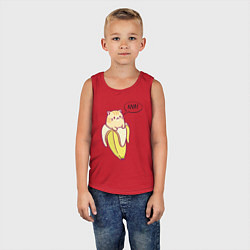 Майка детская хлопок Кот в банане, цвет: красный — фото 2