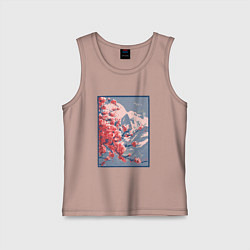 Детская майка Цветение Сакуры на фоне Фудзи