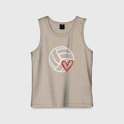 Майка детская хлопок Love Volleyball, цвет: миндальный