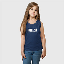 Майка детская хлопок POLIZEI Полиция Надпись Белая, цвет: тёмно-синий — фото 2