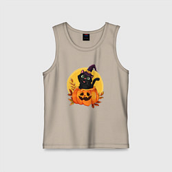 Майка детская хлопок Кот волшебник, цвет: миндальный