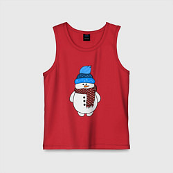 Майка детская хлопок Снеговик в шапочке, цвет: красный