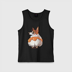 Майка детская хлопок Корги пухля, цвет: черный