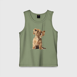 Майка детская хлопок Музыка - это всё для меня!, цвет: авокадо