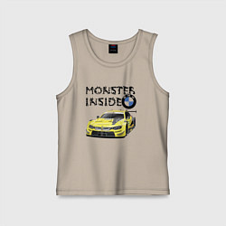 Майка детская хлопок BMW M Power Monster inside, цвет: миндальный