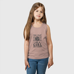 Майка детская хлопок Play - Like A Girl, цвет: пыльно-розовый — фото 2
