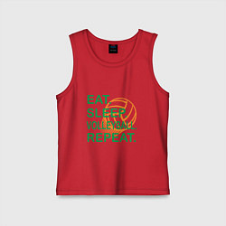 Майка детская хлопок Day Volleyball, цвет: красный