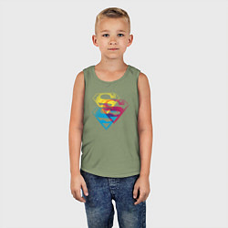 Майка детская хлопок Лого Супермена, цвет: авокадо — фото 2