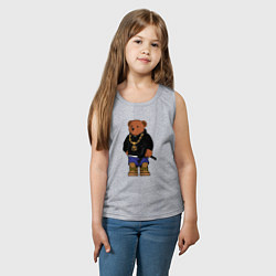 Майка детская хлопок Gangsta bear Крутой мишка, цвет: меланж — фото 2