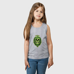 Майка детская хлопок Green Skull, цвет: меланж — фото 2
