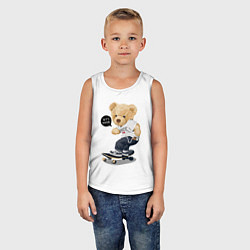 Майка детская хлопок Кульный мишутка - скейтер, цвет: белый — фото 2