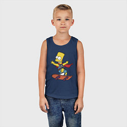 Майка детская хлопок Барт Симпсон - крутой скейтер, цвет: тёмно-синий — фото 2