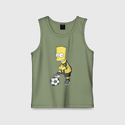 Майка детская хлопок Барт Симпсон - крутой футбольный форвард, цвет: авокадо