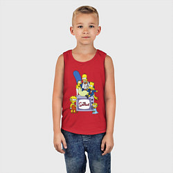 Майка детская хлопок Семейка Симпсонов в праздничных нарядах, цвет: красный — фото 2