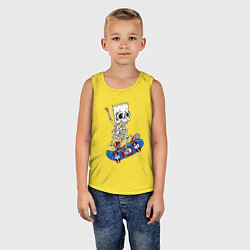 Майка детская хлопок Скелет Барта Симпсона на скейтборде, цвет: желтый — фото 2